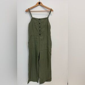 NWT - Olive Green Button-Front Jumpsuit linen Medium